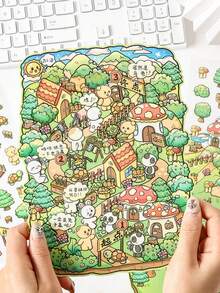 一套4张童话日记贴纸，风景贴纸，大型3D立体风格贴纸 - 套裝 - 查看 4