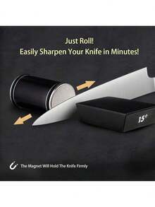 Rolling Knife Sharpener For Straight Edge Knife Sharpener Kit With 15/20° Degree Magnetic Angle For Kitchen Knives Whetstone Set - Black - View 7