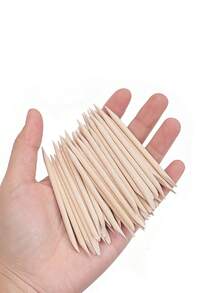 1000pcs Orange Wood Cuticle Pusher, Double-Sided Multi-Purpose Wooden Cuticle Remover, Manicure Pedicure Tool, Cuticle Pusher Or Eyebrow Waxing Stick, For Facial Hair Remova - Ginger - View 5