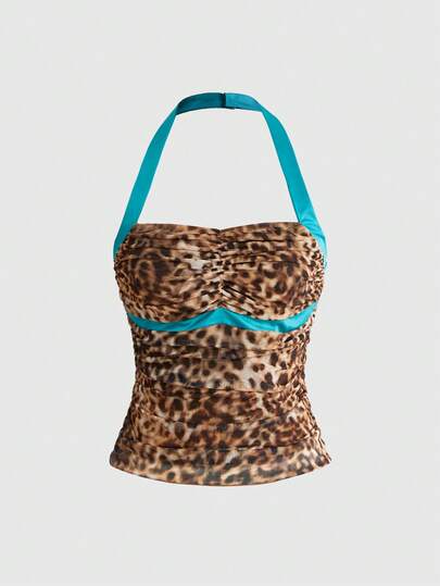 ROMWE Hippie ملابس علوية للنساء بياقة حلقة وقصة منخفضة الصدر، بتصميم ملون عتيق وطراز هيبي لمهرجانات الموسيقى