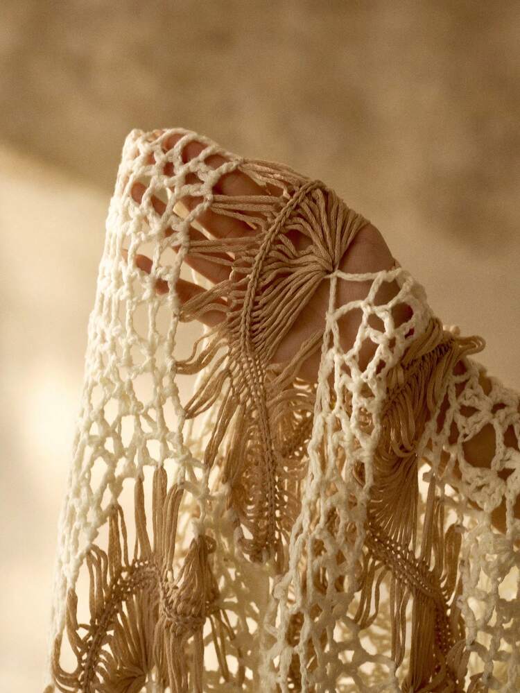 수제 크로셰 컬러블록 비대칭 밑단 니트 보헤미안 여성 비치 커버업 스커트