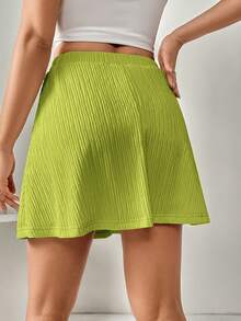 SHEIN Essnce 女士休闲百搭短裤套装 - 綠色 - 查看 2