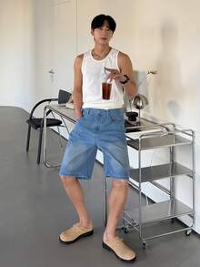 DAZY Men's Solid White Ribbed Slim Fit Tank Top, Summer - White - View 8