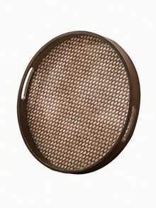 Practical And Exquisite Bamboo And Wood Storage Tray - Round Tea, Pastry, Fruit, Coffee, Stationery Storage Exquisite And Practical Gift - Brown - View 5