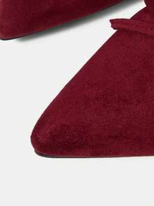 Mnmlis Women's Burgundy Bow Decor Pointed Toe Flat Shoes, Suitable For Work Commute, Office, Festivals And Casual Gatherings - Burgundy - View 4