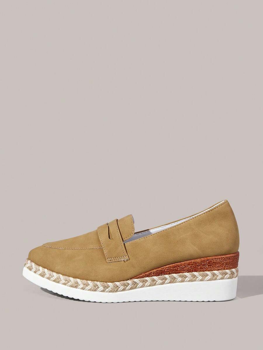 Styleloop Botas casuales hasta la pantorrilla para mujer de talla grande - Caqui - Ver 1