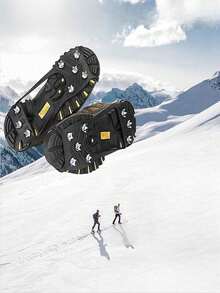 1 Pair 8 Tooth Anti Slip Ice Claws Lightweight Silicone For Skating Hiking Snow Walking Winter Outdoor Safety Gear Non Slip Traction Spikes - Black - View 3