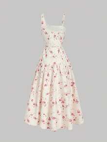 SHEIN MOD 优雅印花长裙，夏季 - 彩色 - 查看 4