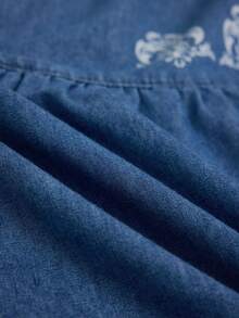 GlowEve Women's Casual Denim Printed A-Line Skirt - Blue - View 9