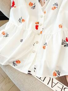 GlowEve CURVE Blusa de gasa con estampado floral para mujer de talla grande, de estilo casual y abierta al frente, versátil para primavera, verano y otoño - Blanco - Ver 5