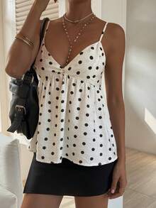 DAZY Sommarsemesteroutfit med prickigt linne för kvinnor - Svart och Vitt - Visa 8