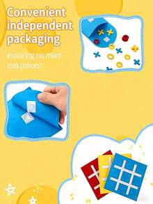 1/4/8/12/16 Sets Mini Felt Tic Tac Toe Party Toy Kit Includes 6 X's 6 O's And 1 Sticky Board. Portable Suitable For Fun Interactive Games Party Games Family Leisure Entertainment Tic Tac Toe Game. - Multicolor - View 6