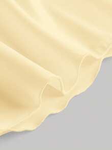 SHEIN MOD Off Shoulder Lace Up Front Ruched Bust Ruffle Hem White Waisted Off-Shoulder Bell Sleeves Blouse,Long Sleeve Tops - Pale Yellow - View 3