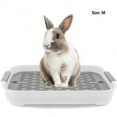 1pc - Double-Layer Square Drainable Pet Toilet Made Of Pp Material, Removable And Washable, Suitable For Rabbits, Guinea Pigs And Other Small Animals, Suitable For All Seasons.