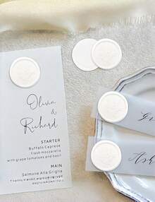 50 piezas de pegatinas de lacre autoadhesivas con diseño de romero, adecuadas para usar en artículos de regalo, sobres de invitaciones de boda y para sellar el cierre. - Blanco - Ver 10