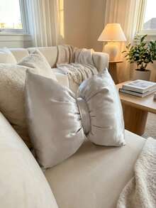 Cirelle Soft Satin Bow Pillow Cushion Gold Silver Home Decor Valentine's Day Present - Multicolor - View 4