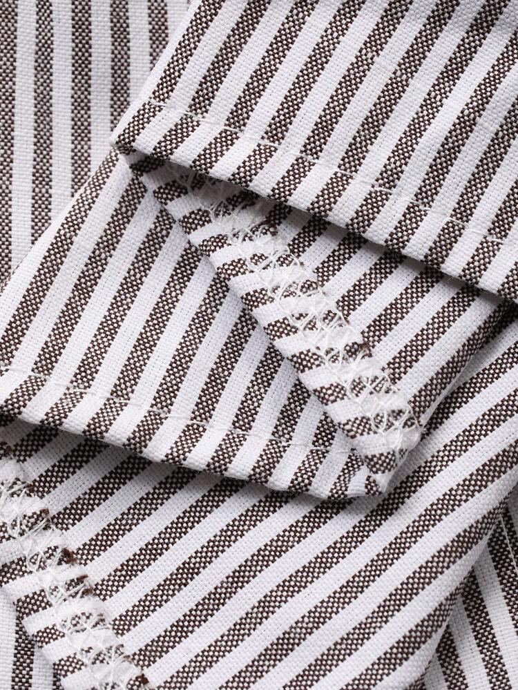 Multi-Color Striped Pocket Design Long Sleeve Shirt For Men, Spring