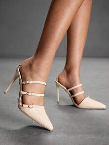 CUCCOO SZL Women's Fashion Buckle Sexy High Heel Shoes - Apricot - View 3
