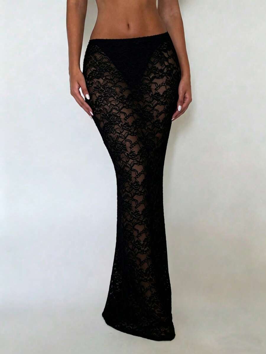 EgrlEra 1 bộ đồ bơi váy lưới màu trắng dành cho nữ, thích hợp cho mùa xuân/hè. - màu đen - Xem 1