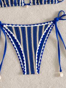 Swim Mod Bộ bikini kẻ sọc buộc dây phía trước - Nhiều màu - Xem 5