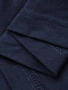 DAZY Navy Blue V-Neck Men's T-Shirt With Collar And Cuff Contrast Design, Summer - Multicolor - View 4