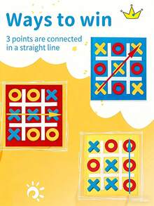 1/4/8/12/16 Sets Mini Felt Tic Tac Toe Party Toy Kit Includes 6 X's 6 O's And 1 Sticky Board. Portable Suitable For Fun Interactive Games Party Games Family Leisure Entertainment Tic Tac Toe Game. - Multicolor - View 5
