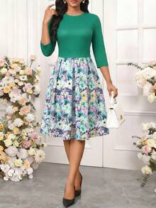 SHEIN Lady 女士度假连衣裙 - 綠色 - 查看 8