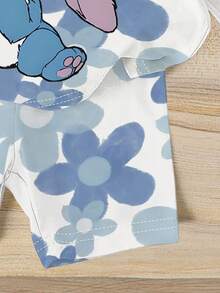 Bộ đồ mùa hè cho bé gái, gồm áo thun ngắn tay cổ tròn và quần short in hình thỏ và hoa, kiểu dáng ngọt ngào dễ thương, thích hợp cho dã ngoại và kỳ nghỉ. - Nhiều màu - Xem 5