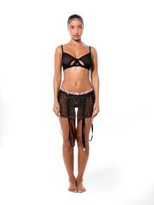 SUMWON WOMEN Cut Out Mesh Bralette With Underwire Support And Adjustable Straps For Intimate Evening Occasions Black Lingerie Top - Black - View 3