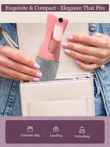 1pc 200ml ABS Continuous Fine Mist Spray Bottle, Cylindrical Design With Rhinestone Surface, Multipurpose Spray Bottle For Hair Care, Beauty Routine, Cleaning, Plants & Home Use - Multicolor - View 4