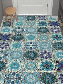 10pcs Mandala Pattern Tile Stickers, Self-Adhesive, Waterproof, Oil-Resistant PVC Kitchen Wall Decals,Stickers,Wall Decal, Vinyl Decal For Home Decorations,Spring Decoration Items Refresh Your Home,Rama Decoration Stickers,Room Decor , Ramadan Decor, Home Decor, Bathroom Decor Kitchen Decor - Multicolor - View 6