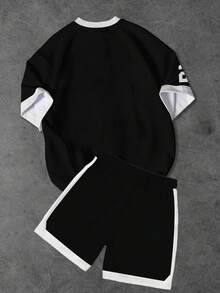 Aesthetic Post Men's Retro American New York 23 Crew Neck T-Shirt Set, Black And White Contrast T-Shirt Set - Multicolor - View 2