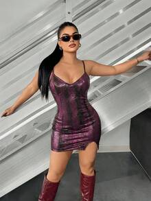 SHEIN SXY 性感吊带迷你连衣裙 - 粉色 - 查看 2