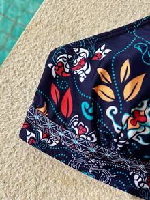 Vivid Eden Áo bikini gợi cảm in hoa dành cho nữ mùa hè đi biển - Màu xanh hải quân - Xem 3