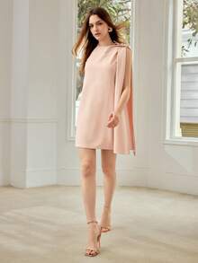 MOTF PREMIUM WOMEN'S ELEGANT SHORT DRESS, MINIMALIST STYLE, SPRING/SUMMER - Baby Pink - View 5