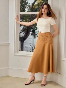 MOTF PREMIUM WOMEN'S ROMANTIC BUTTERFLY EMBROIDERED SKIRT, SPRING/SUMMER - Yellow - View 1