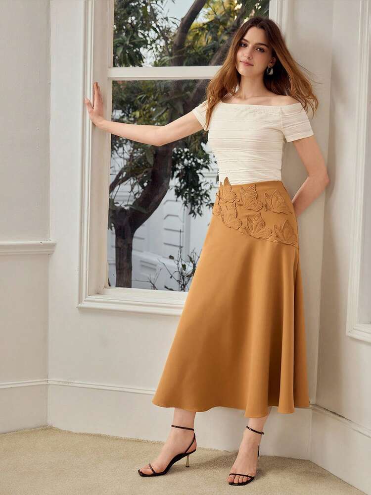 WOMEN'S ROMANTIC BUTTERFLY EMBROIDERED SKIRT, SPRING/SUMMER