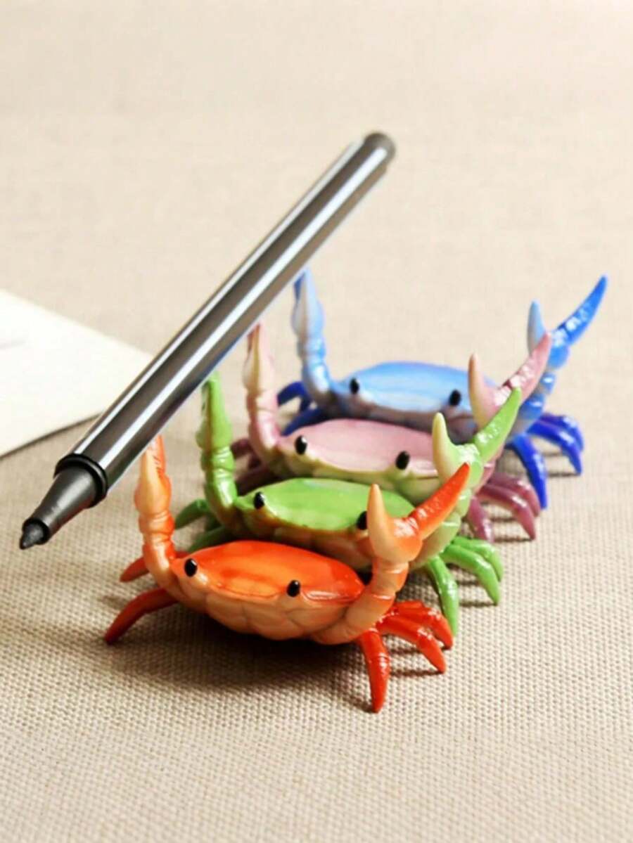 1 pieza Soporte de teléfono creativo y lindo con diseño de cangrejo levantando pesas, accesorio de escritorio minimalista y personalizado, regalo para amantes de las mascotas - Multicolor - Ver 1