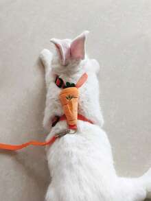 1SET/2 Packs/3 Packs Adjustable Rabbit Harness And Leash Set, Fruit Shaped Designs Like Strawberry And Carrot, Cute Vest Harness Leash For Rabbit, Ferret, Small Pets Training, Walking, Leisure - Multicolor - View 2