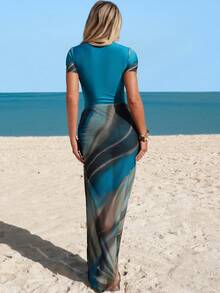 Swim Mulvari 大理石纹理印花三件套，复古休闲度假沙滩装（女士） - 彩色 - 查看 2