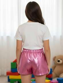 SET PARA NIÑAS DE SHORT Y BLUSA CON ESTAMPADO GATO - Lila Púrpura - Ver 3