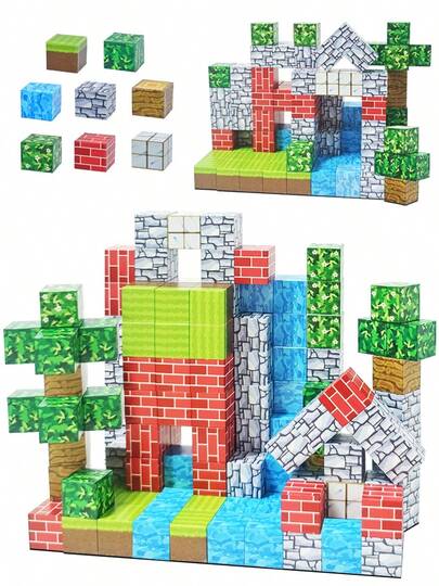 MINKOJA Bộ xếp hình nam châm, đồ chơi xây dựng vui nhộn, khối xếp hình nam châm, đồ chơi cảm giác và kiến trúc cho bé trai và bé gái, quà tặng sinh nhật sáng tạo cho trẻ em, đồ chơi du lịch, lễ Phục sinh, khối xếp hình, bộ khối xếp hình, khối nam châm