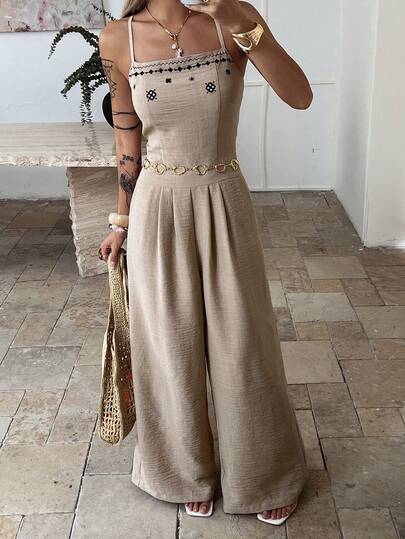 Livesso جمبسوت كاجوال للنساء بطبعة هندسية وزهرية على كتف واحد، مناسبة للربيع والصيف وحفلات الموسيقى وعيد الحب والزفاف والعطلات على الشاطئ