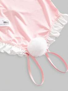 ROMWE Kawaii Bộ jumpsuit phối màu hình trái tim khoét eo trang trí nơ, ngọt ngào và quyến rũ. - Hồng - Xem 4