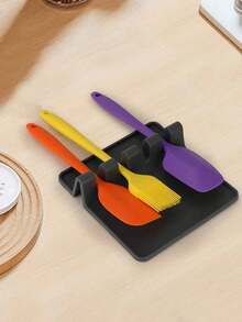 Silicone Kitchen Utensil Holder With Drip Tray - Heat-Resistant Spoon Rest For Stovetop, Countertop, Holds Ladles & Cooking Tools - Multicolor - View 3