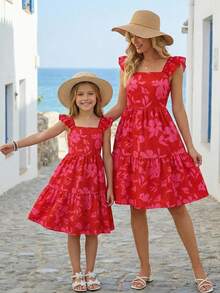 Emery Rose Kids Emery Rose Kids Tween Girls/Young Girls Ditsy Floral Spaghetti Strap Backless Dress Tween Girl Hibiscus Dress Hot Pink Tween Girl Dress Open Back Tween Girl Dress Tween Girl Floral Dress Girls Tiered Dress Girls Summer Dress Open Back Dress For Tween Girl Tween Girl African Dresses For Girls Hibiscus Dress Tween Girl Lilo Dress For Tween Girl Tween Girl Open Back Dress Girls African Dress - Red - View 4