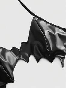 ROMWE Gothic Bat Shaped Halter Neck Bondage Lingerie - Black - View 3