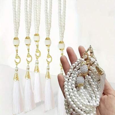 5pcs/Ser Islamic Prayer Beads Set, Gift For Muslim Activities & Parties, 99-Bead Decorative Tasbih Bulk Pack – Men's & Women's Rosary With Worship Mat; Ramadan Eid Mubarak Souvenir And Party Favors, Islamic Gifts, Islamic Items