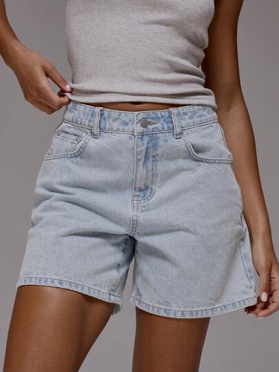 MUSERA 及膝牛仔短裤，秋季基础款，可爱街头风，外出休闲百搭，春夏必备单品