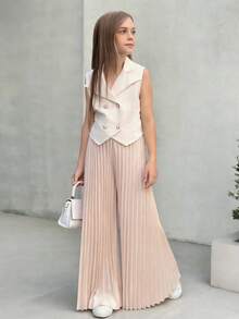 Firerie Kids Firerie Kids 女童休闲无袖上衣和长裤套装 - 杏色 - 查看 3